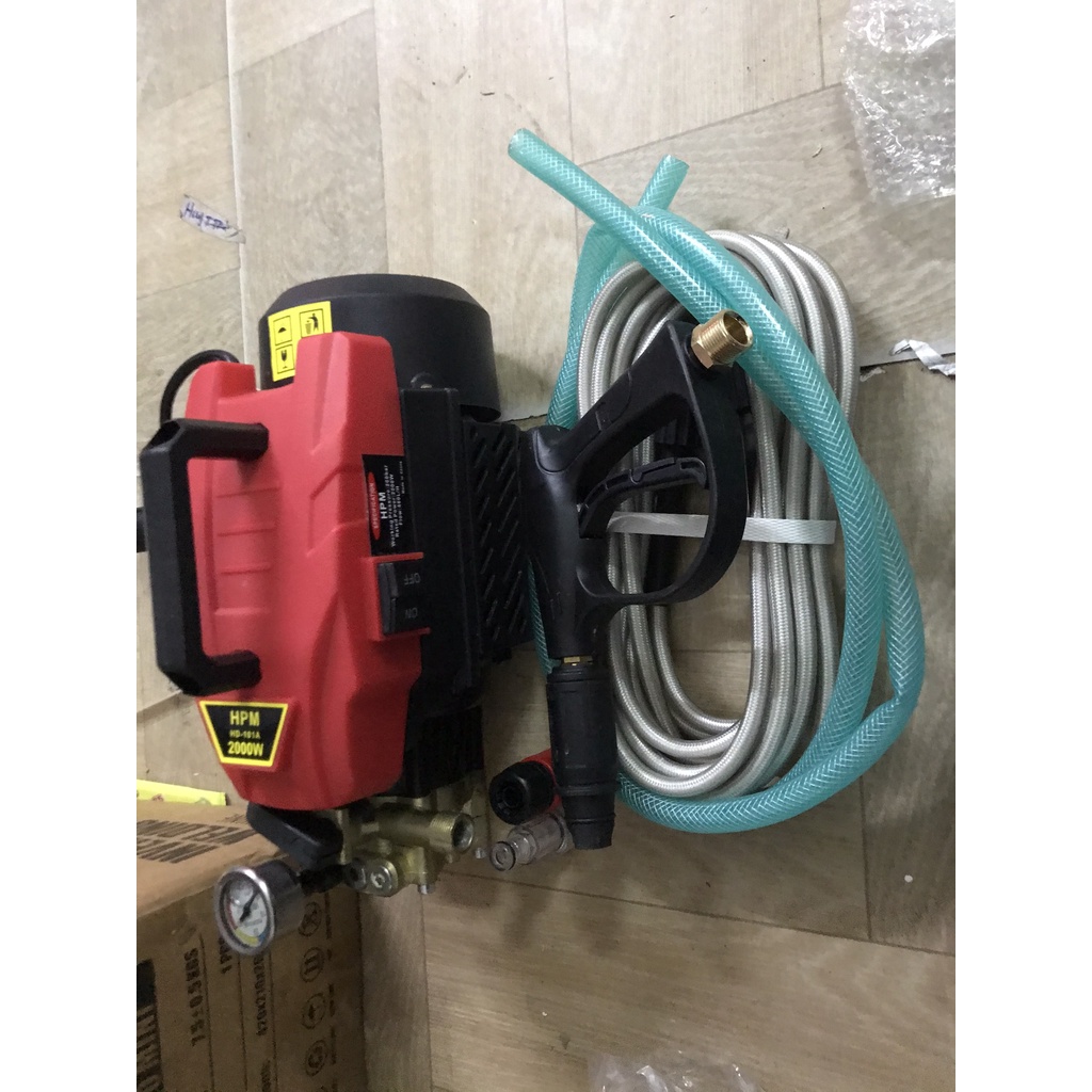 Máy rửa xe gia đình áp lực cao 2000W HPM - kèm đủ phụ kiện dây đồng 100% BH 12 tháng