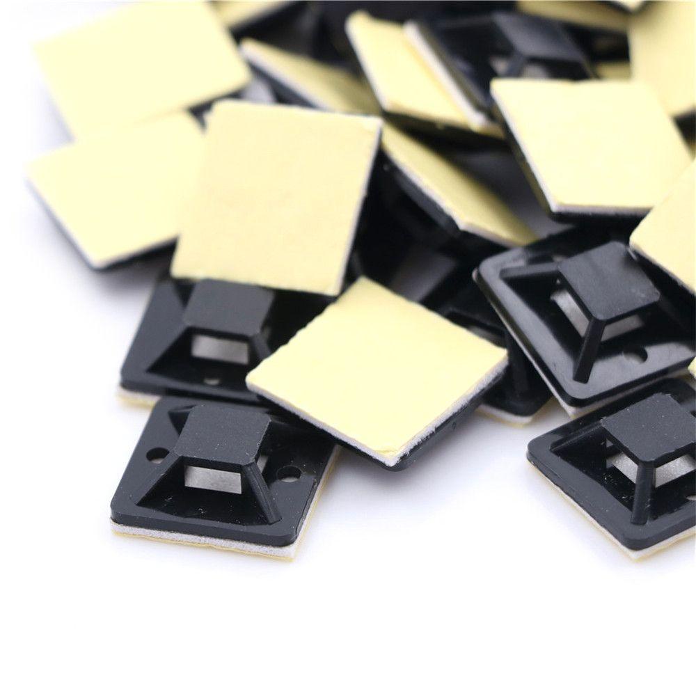 Đế Kẹp Dây Cáp Tự Dính Màu Đen 20x20mm Cho Xe Hơi