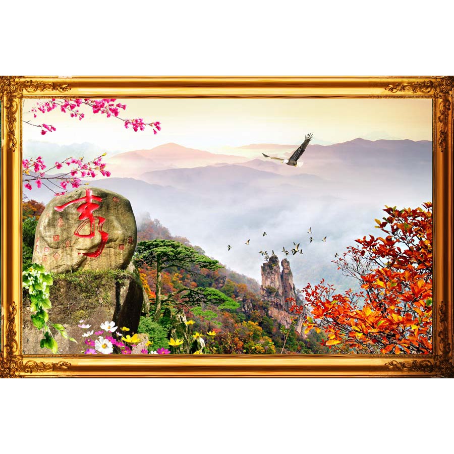 Tranh vải lụa dán tường phong cảnh thiên nhiên phòng khách, phòng ăn, phòng ngủ nhiều người ưa chuộng