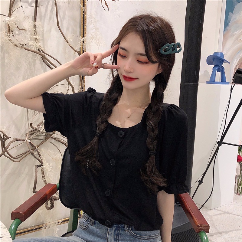 Áo Sơ Mi Tay Ngắn Dáng Rộng Phong Cách Hàn Quốc Thời Trang Mùa Hè Cho Nữ