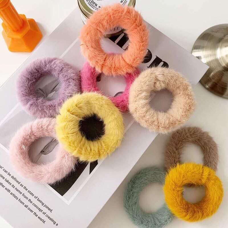 Chun cột tóc lông thỏ bản nhỏ