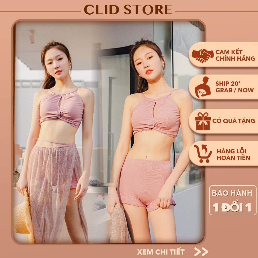 [Xả SẬP SÀN] Bikini phụ kiện chân váy - Bikini 3 mảnh đi biển có chân váy quây điệu đà tôn dáng 3022