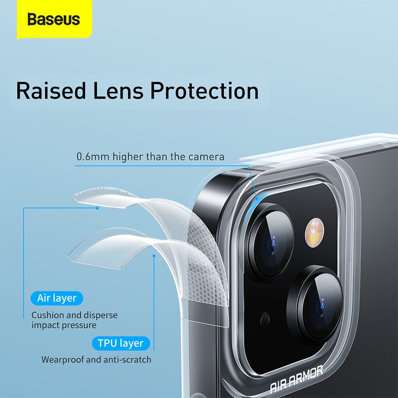 Ốp lưng điện thoại Baseus Simple Case trong suốt chống sốc bảo vệ camera cho lp13 promax/13 pro/ 13/11 pro