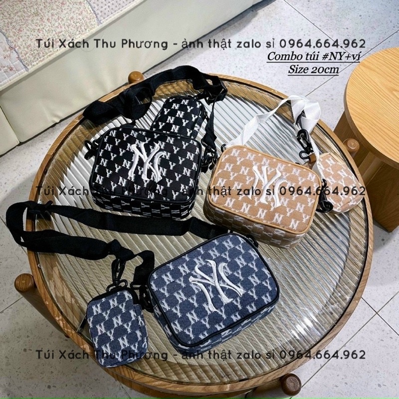 [Giá Sỉ Tận Gốc] Sét túi đeo chéo 2 món M L B mono form vuông chất liệu canvas loại 1 cho cả nam và nữ (kèm túi nhỏ)