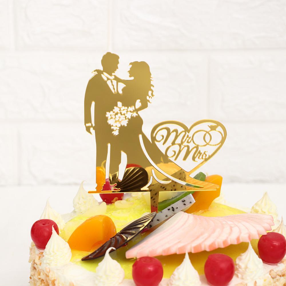 Bánh Topper KENT1 Màu Đen|Phụ Kiện Trang Trí Đám Cưới Hình Cô Dâu Chú Rể Mr Mrs