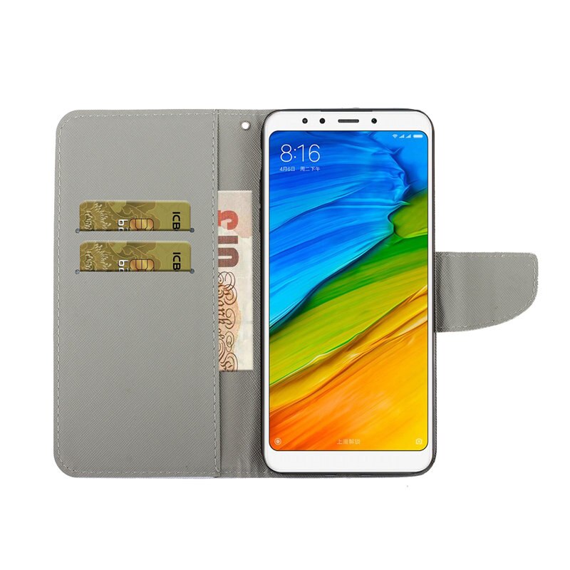 Bao Da Điện Thoại Nắp Lật Kèm Ngăn Đựng Thẻ Họa Tiết 3d Cho Xiaomi Redmi 5 Plus Ốp