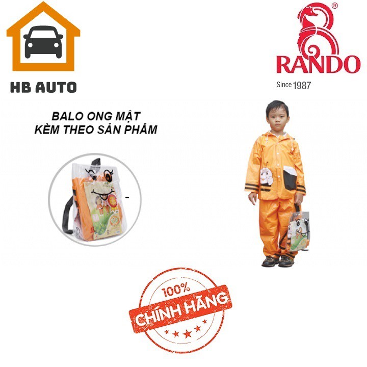 [ TIỆN DỤNG] Rando Bộ quần áo đi mưa trẻ em ong mật  Size 4 dành cho bé có chiều cao từ  130 -140 cm HB AUTO