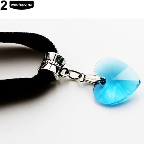 Vòng cổ choker trang trí mặt đá màu hình trái tim sành điệu cho nữ