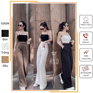 Quần ống đứng dáng dài 100cm Quần Culotes ống đứng Hack dáng ba màu Đen, Trắng, Nâu