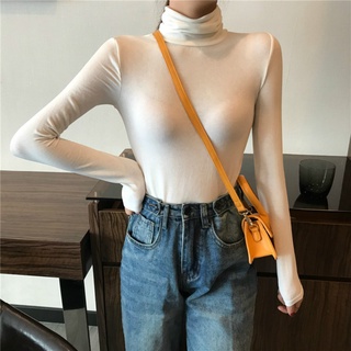 Áo thun dài tay cổ lọ phong cách hàn quốc