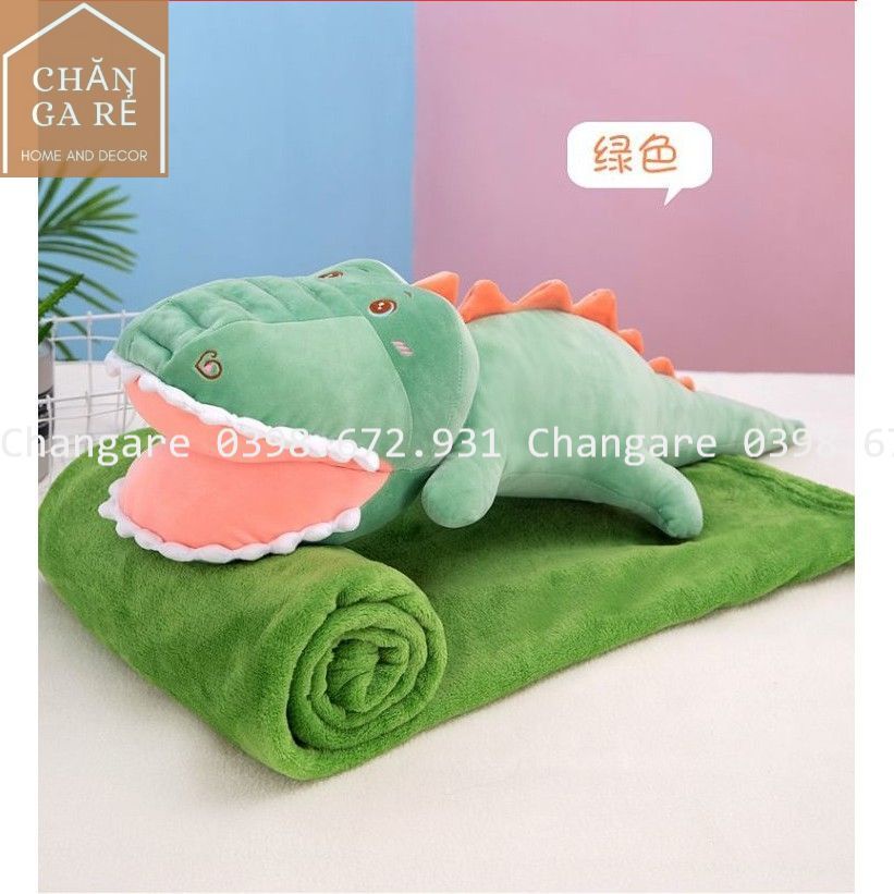 Bộ chăn gối ngủ văn phòng cá sấu 2in1 cute hàng nhập khẩu