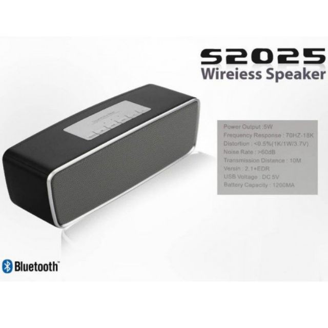 Loa Bluetooth Nghe Nhạc S2025 Vỏ Kim Loại Bass Hay Kết Nối Usb Thẻ Nhớ Cổng 3.5