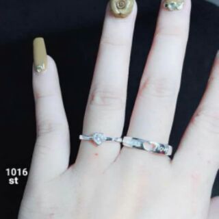 Nhẫn đôi bạc ý  trái tim 2 trong 1