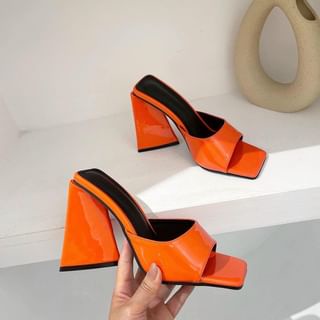 Giày cao gót Minhtuyetshoes hở mũi quai ngang bản rộng- Guốc cao gót gót vuông xéo cao 9cm gót nai mã GCGV