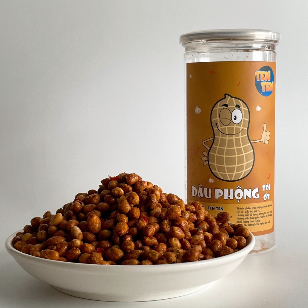Đậu phộng rang tỏi ớt Lê Hải 500g đồ ăn vặt Sài Gòn giòm rụm thơm ngon