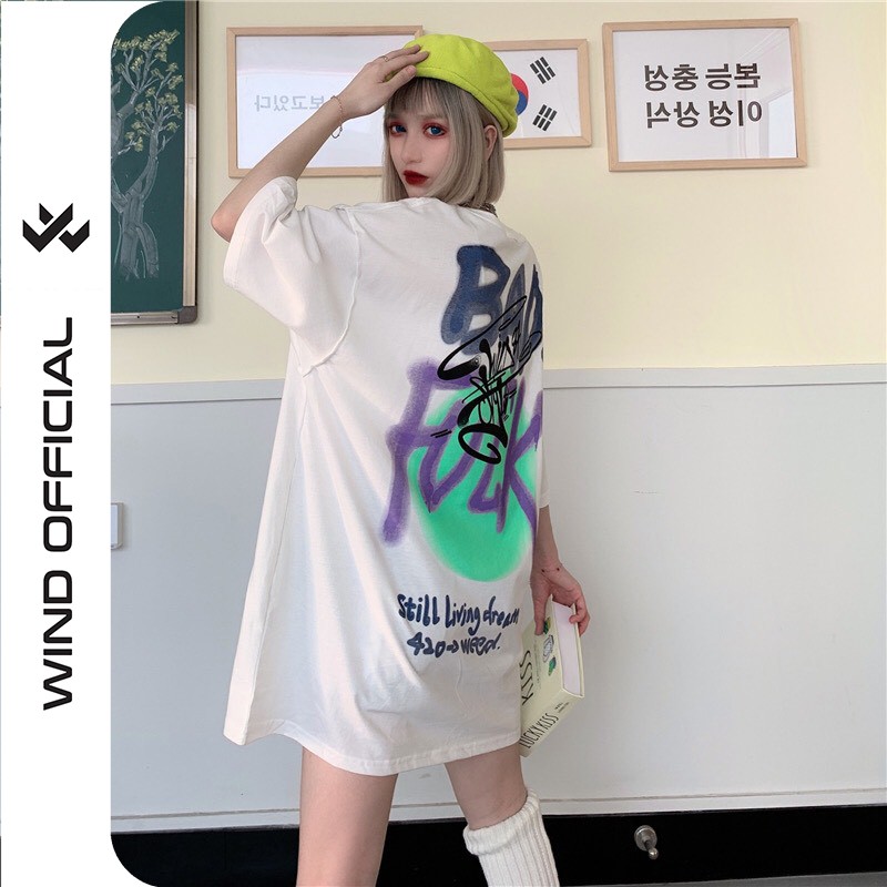 Áo thun tay lỡ Wind phông unisex form rộng BadFuck nam nữ oversize cotton ulzzang | BigBuy360 - bigbuy360.vn