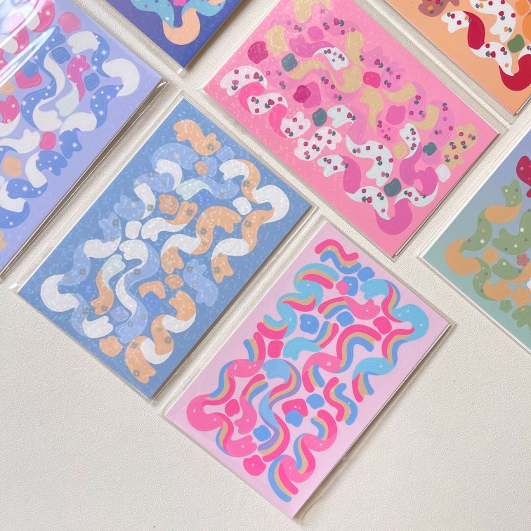 [Lấp lánh] Hình Dán Sticker nhưa PET Ruy Băng in Laser Trang Trí DIY Chống Thấm ST111