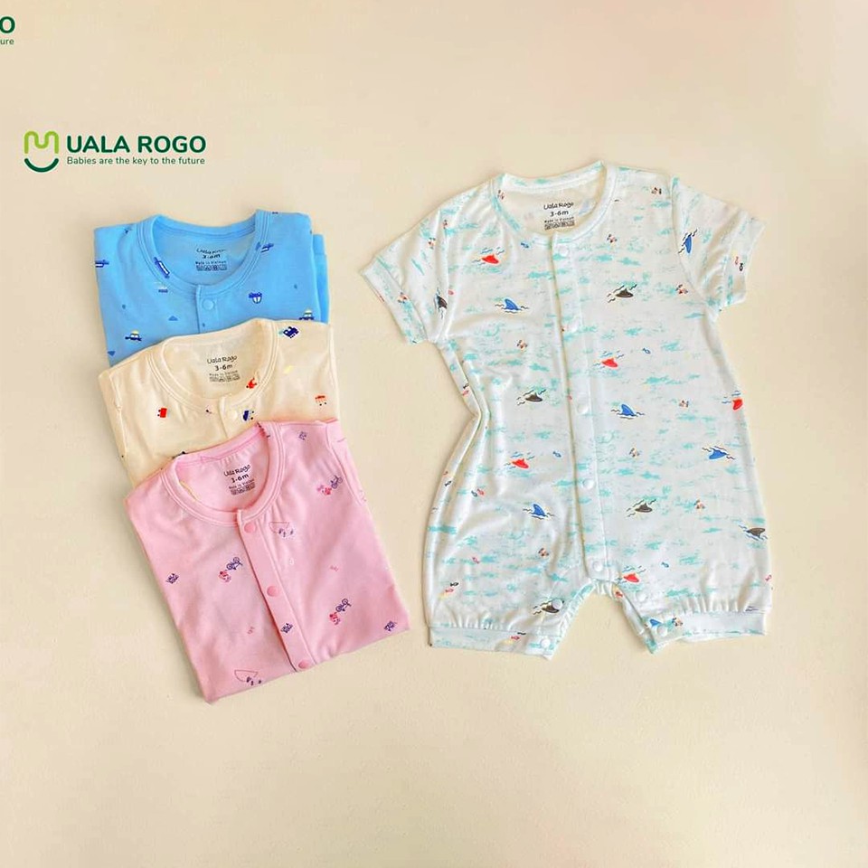 [UALA&amp;ROGO] Bộ Body Cộc Tay Uala Rogo Vải Petit Mát - Siêu Mềm Mịn Cho Bé