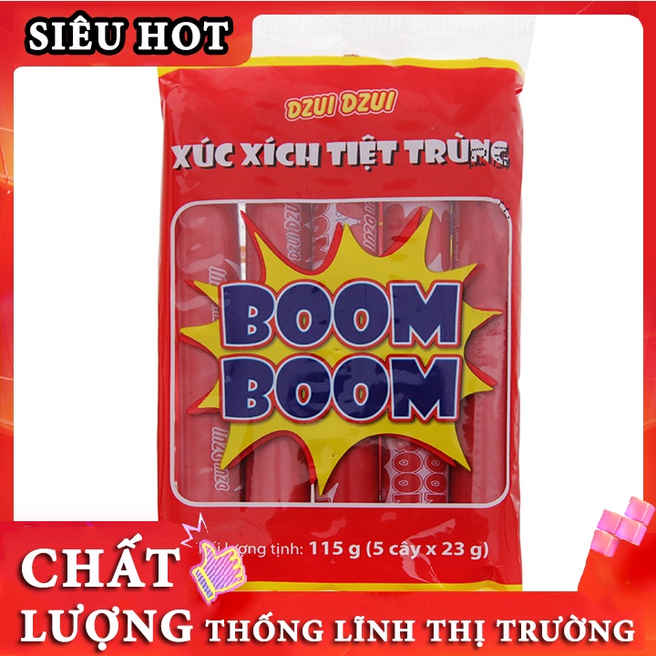 [ DATE NEW ] Xúc xích tiệt trùng Boom Boom Vissan 115g (5 cây/gói) - Siêu Thị Online - SD0038