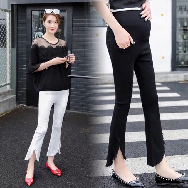 quần dài bầu vải kaki ông loe đẹp hợp thời trang hàng quảng châu cao (ảnh thật )✅sẵn hàng ✅