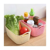 Giỏ nhựa giả đan mây Việt Nhật,Hình chữ nhật có quai cầm