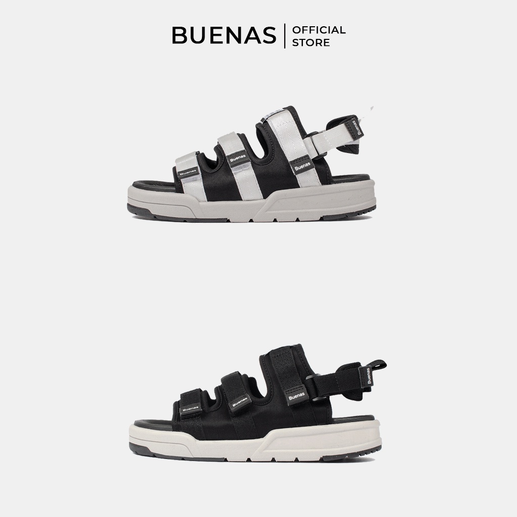 Giày sandal dép nữ nam unisex Buenas SD-6879 quai ngang - xăng đan học sinh đế cao 3 phân chính hãng