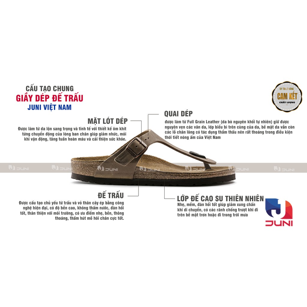 [DA BÒ THẬT] D06 Dép sandal xỏ ngón Unisex Trắng tinh khôi (Đế trấu) Juni Store