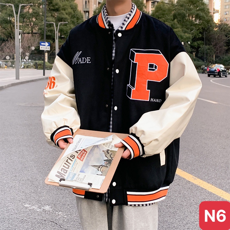 Áo khoác nỉ bomber nam nữ form rộng kiểu dáng bóng chày màu đen ADOSHOP12 nhiều mẫu mới đẹp