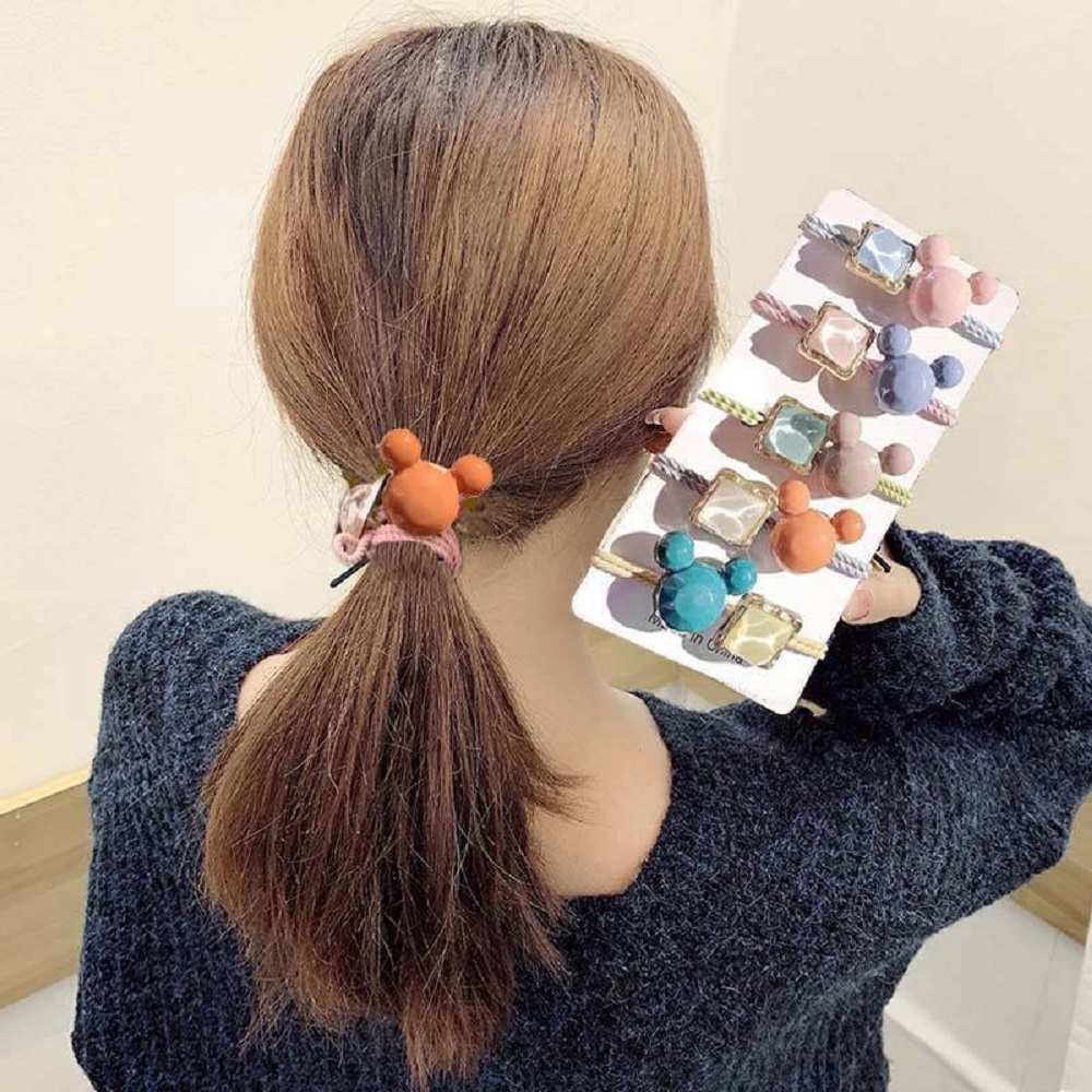 Dây buộc tóc cao su mặt vuông đính pha lê thời trang cho nữ