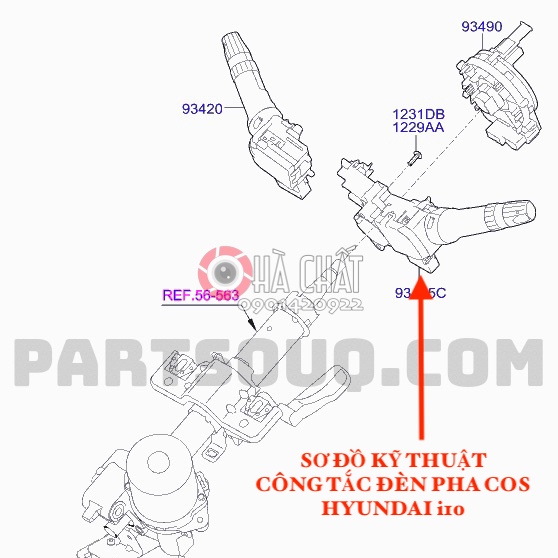 Công tắc đèn pha cos HYUNDAI i10 🚘 Nhập khẩu Ấn Độ và bảo hành 100% là hàng chính hãng