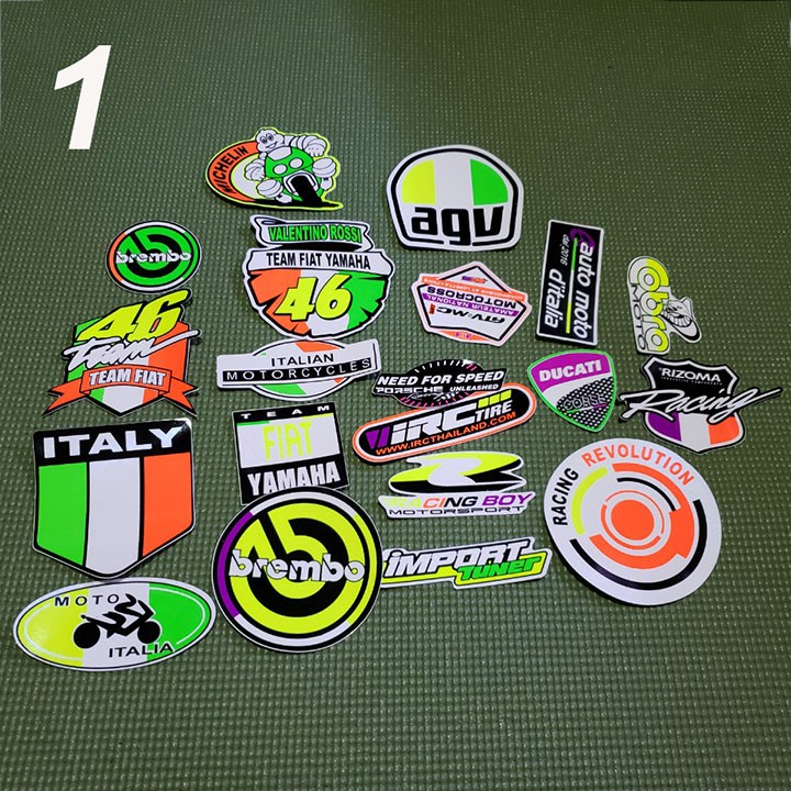 BỘ 20 DECAL DÁN NÓN BẢO HIỂM, LAPTOP, ĐIỆN THOẠI, XE MÁY