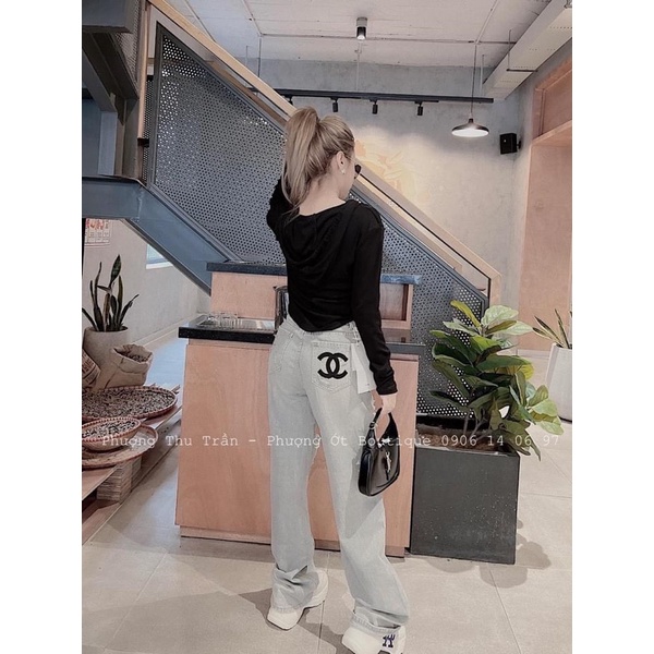 Áo khoác len tăm rút dây túi trước kéo khoá có mũ