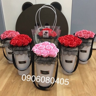 🍃🌹Hoa sáp thơm hộp trụ tròn 15 bông 🌹🍃