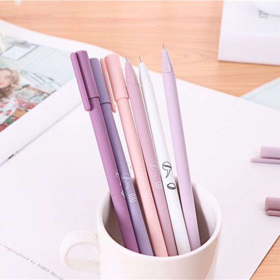 Set 6 bút mực gel Morandi Pennie mực đen vỏ màu pastel retro dễ thương ngòi 0.5mm