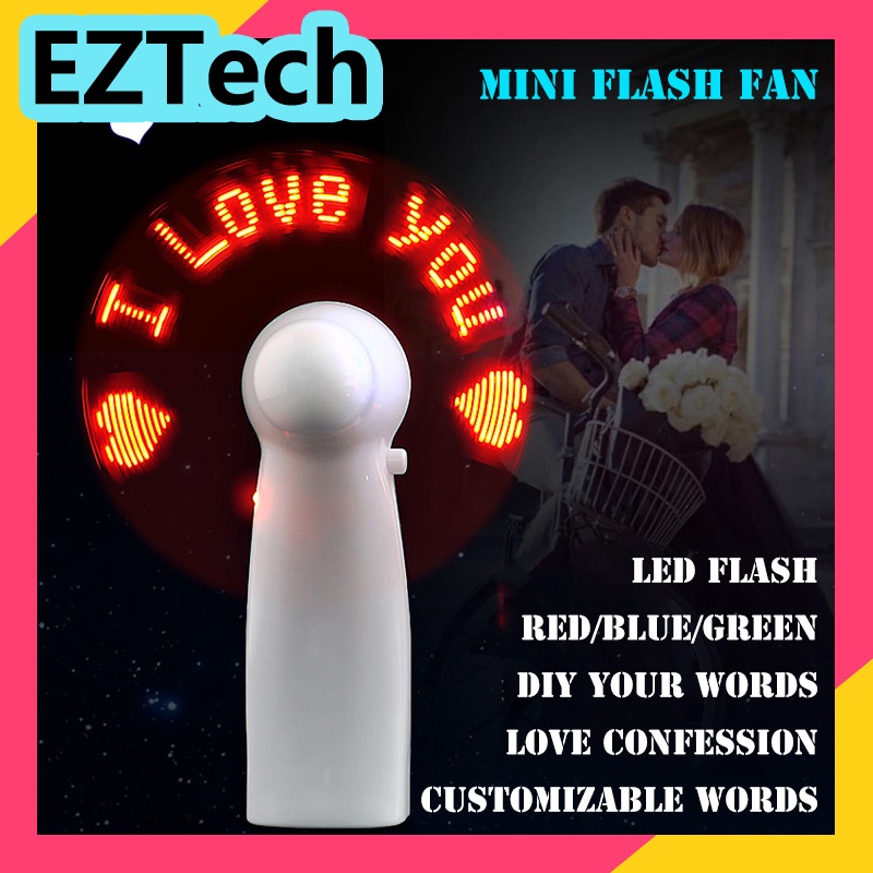 EZTECH Mini Flash Tay Quạt Tỏa Sáng LED Flash DIY Lời Nói Của Bạn Tình Yêu Lời Thú Tội Có Thể Tùy Ch