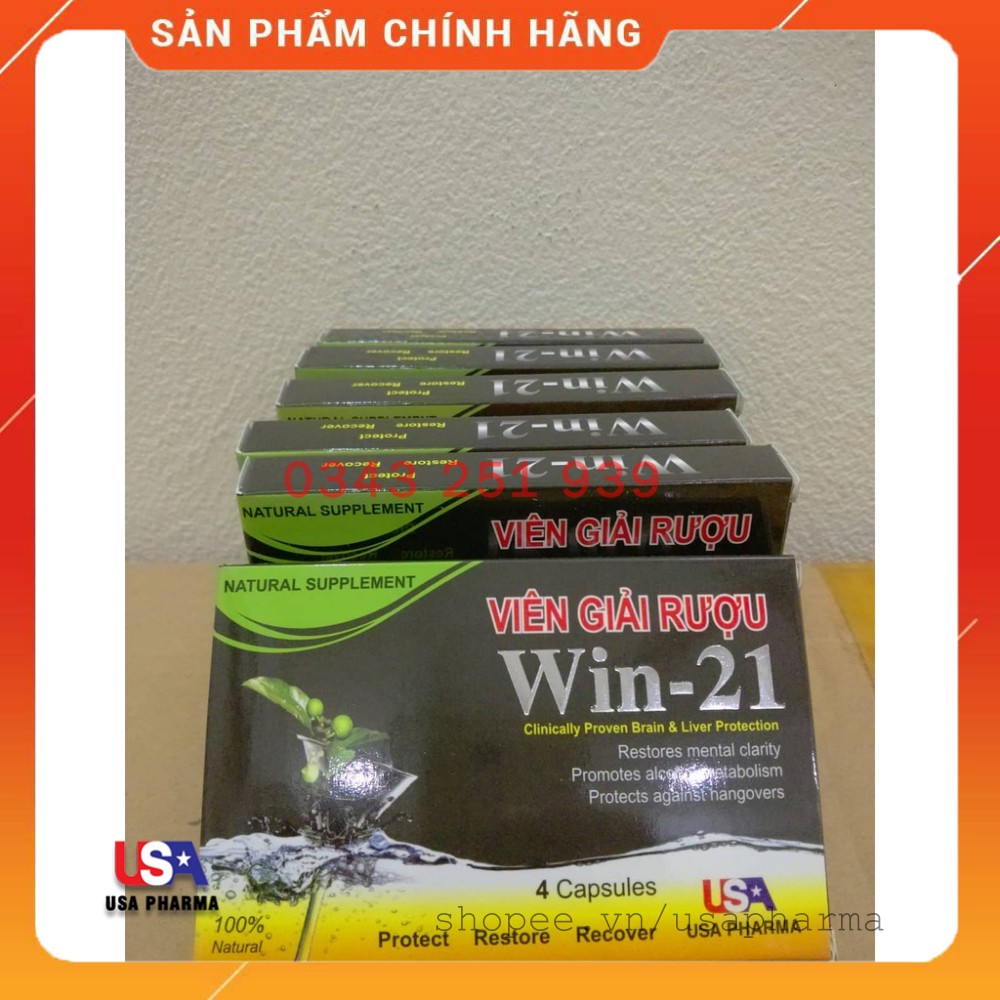 Viên giải rượu WIN21 - TỰ TIN HƠN KHI UỐNG RƯỢU - KHÔNG ĐAU ĐẦU KHI UỐNG SAY - 1 HỘP 4 VIÊN