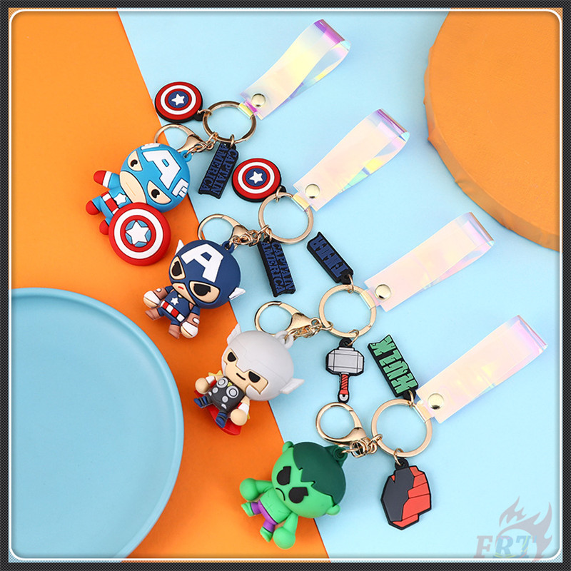 Móc khóa silicon nhân vật siêu anh hùng The Avengers Người Sắt /Người Nhện/Đội trưởng Mỹ/ Hulk/Thor 6 kiểu dáng xinh xắn