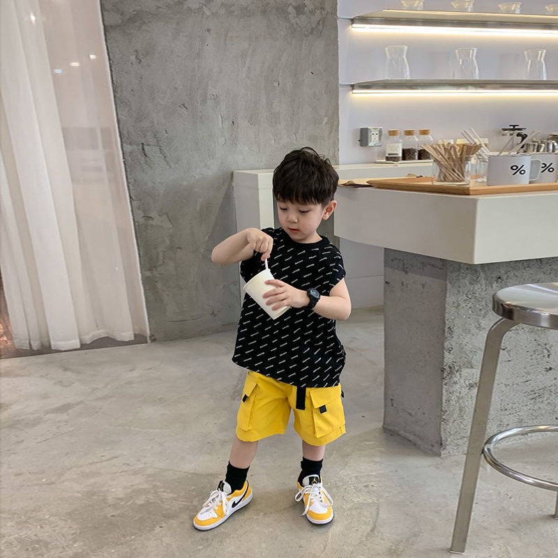 Bộ Áo Thun Không Tay + Quần Short Dáng Rộng Thoải Mái Dễ Phối Đồ Thời Trang Mùa Hè Cho Bé Trai