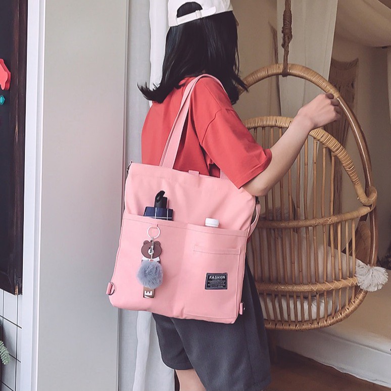 Túi xách kiêm balo vải canvas nữ thời trang Hàn Quốc có thể đeo chéo phù hợp đi học đi chơi,dạo phố | BigBuy360 - bigbuy360.vn