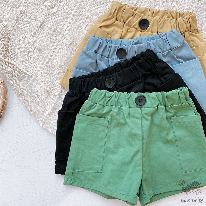 Quần Đùi Màu Trơn Có Túi Phong Cách Hàn Quốc Thời Trang Mùa Hè Cho Bé Gái