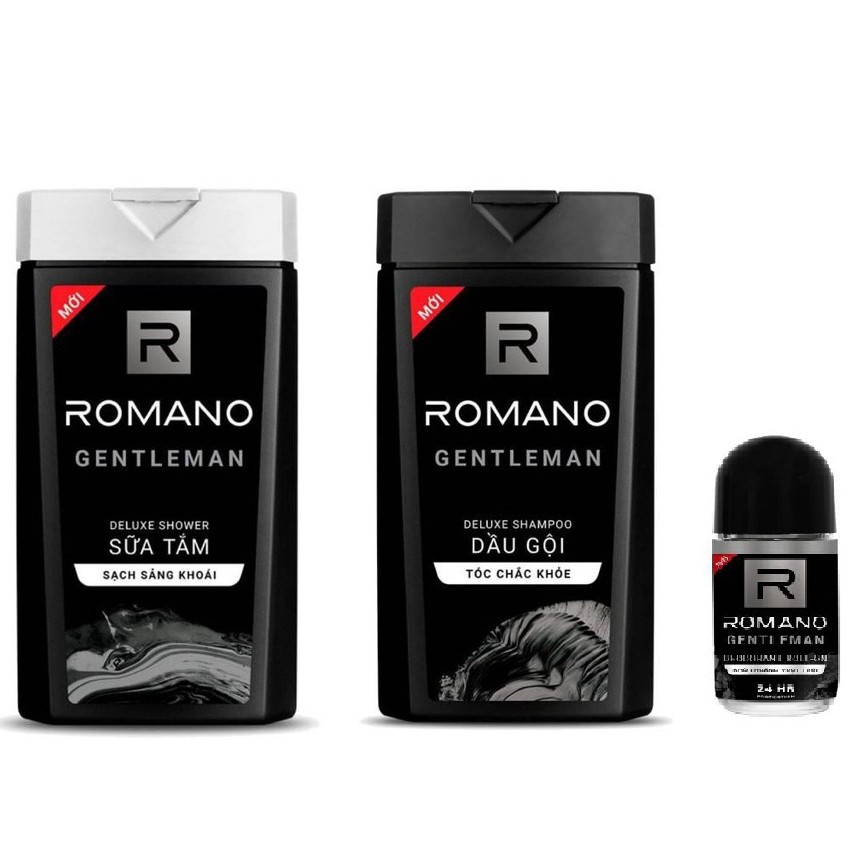 Bộ sản phẩm Romano (dầu gội 150g + sữa tắm 150g + lăn khử mùi 25ml )