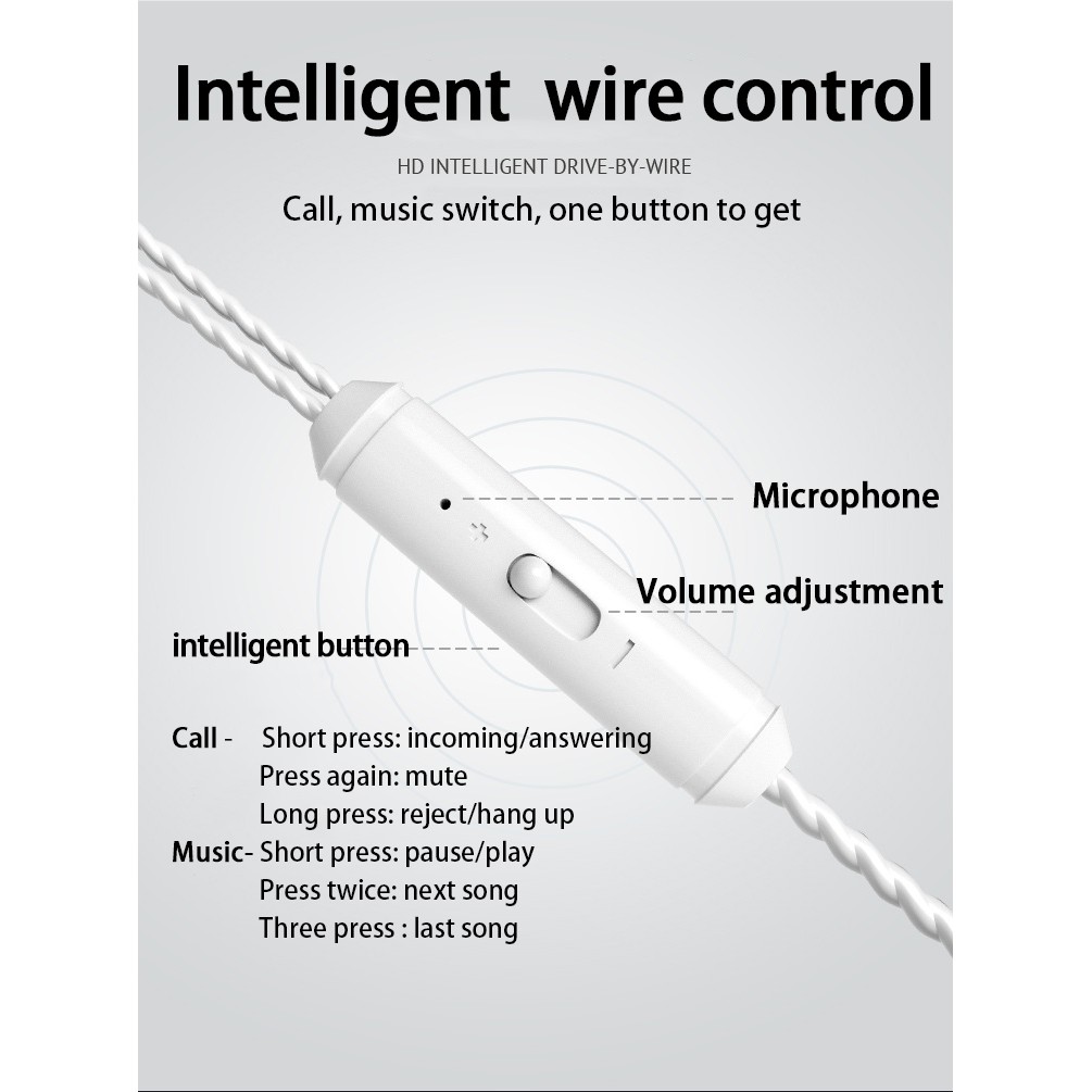 Tai Nghe Nhét Tai Jack 3.5mm Âm Thanh Siêu Trầm Có Micro Chống Ồn Chuyên Dụng