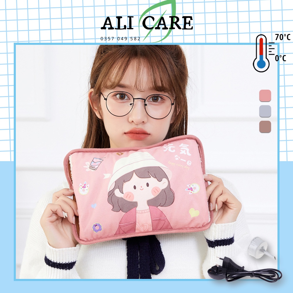Túi sưởi nóng sạc điện tự ngắt hình cute, túi chườm giảm đau bụng kinh cho bạn gái, sưởi ấm tay chân mùa đông ALI CARE