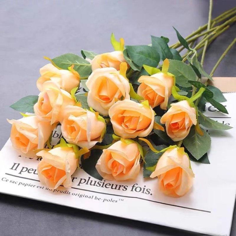 Bó Hoa Hồng Lụa Nhân Tạo Nhiều Màu Dùng Trang Trí Khách Sạn / Sân Vườn