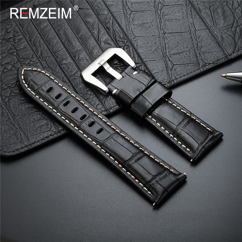 Dây đeo đồng hồ bằng da thật màu xanh dương mẫu năm 2020 rộng 20 22 24 26mm