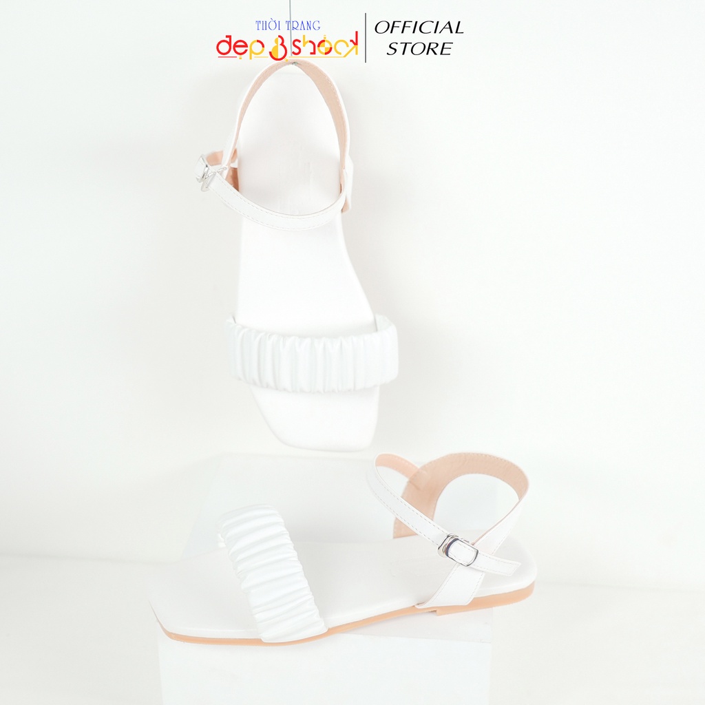 Sandal nữ học sinh quai ngang nhún xằng đan đế bằng bigsize 42 43 Depvashock