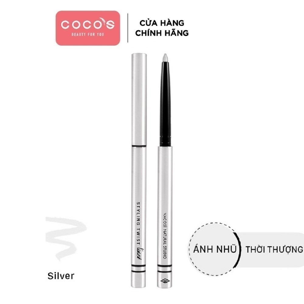 Chì kẻ mắt dạng sáp VACOSI NATURAL STUDIO STYLING TWIST LINER SILVER 5ml