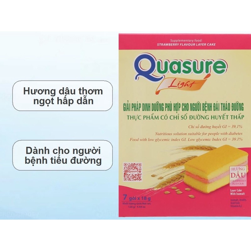 Bánh Bông Lan Quasure Light Hương Dâu 126g date T5/2023
