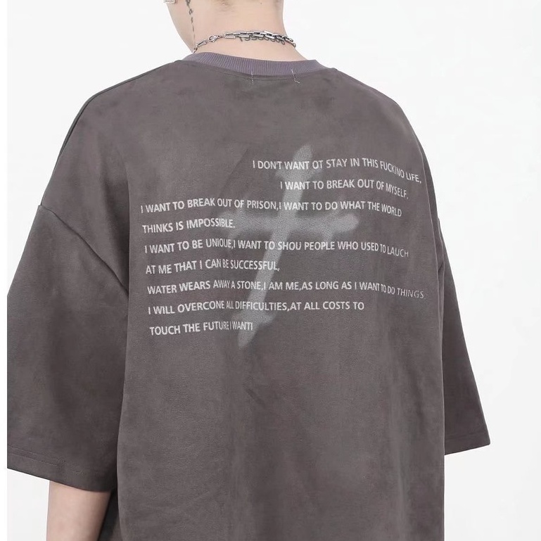 Áo Thun Tay Ngắn Cổ Tròn In Chữ Phong Cách Hàn Quốc Thời Trang Cho Nam