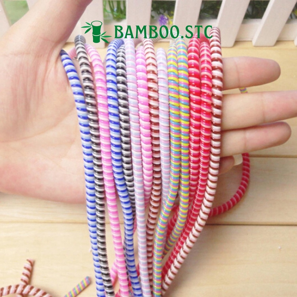 Dây quấn cáp sạc tai nghe bảo vệ cáp, không cần nối dây bảng to dày lò xo chống đứt gãy